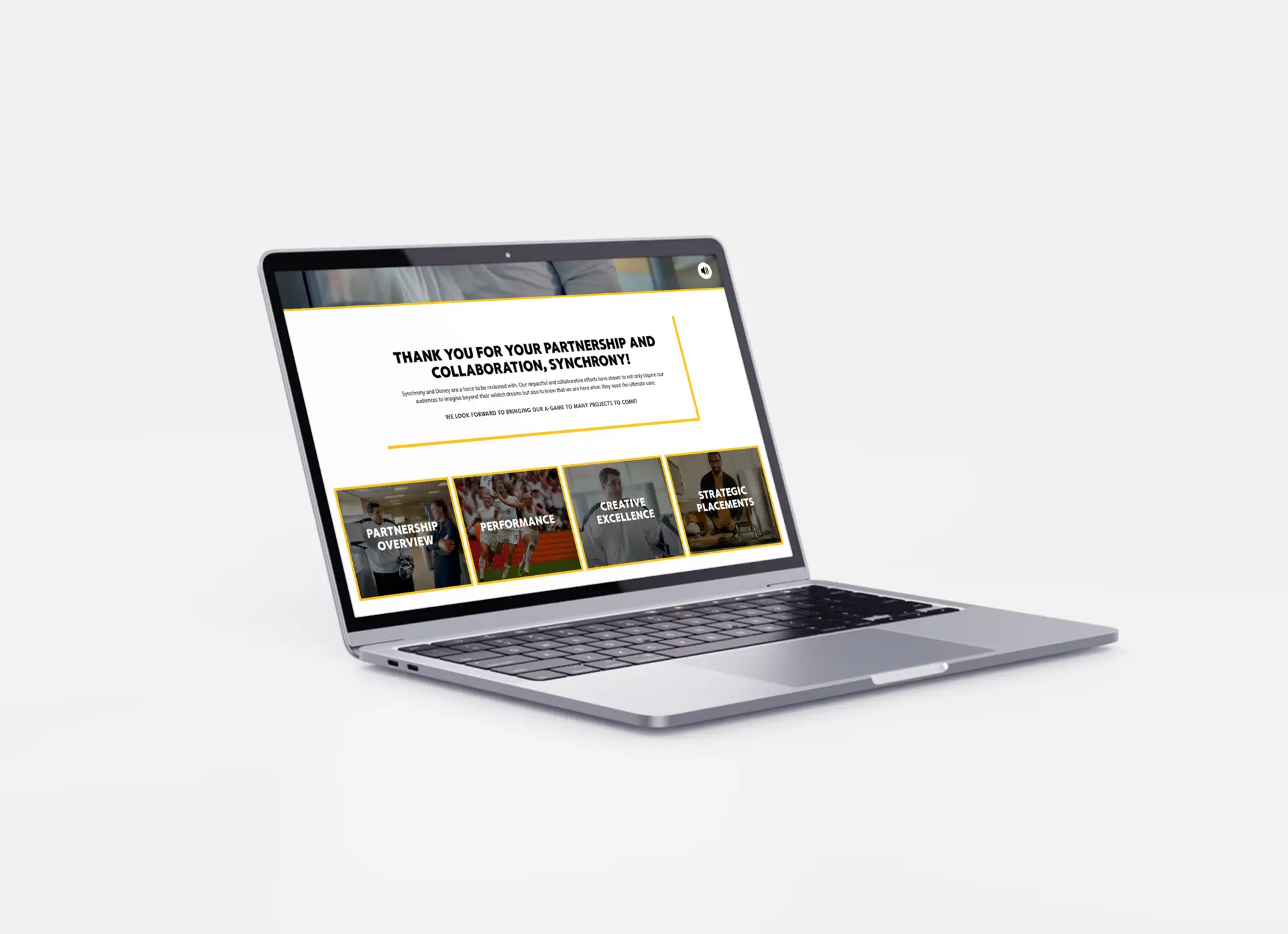 A laptop showcasing the design of the Synchrony Bank and ESPN Partnership website