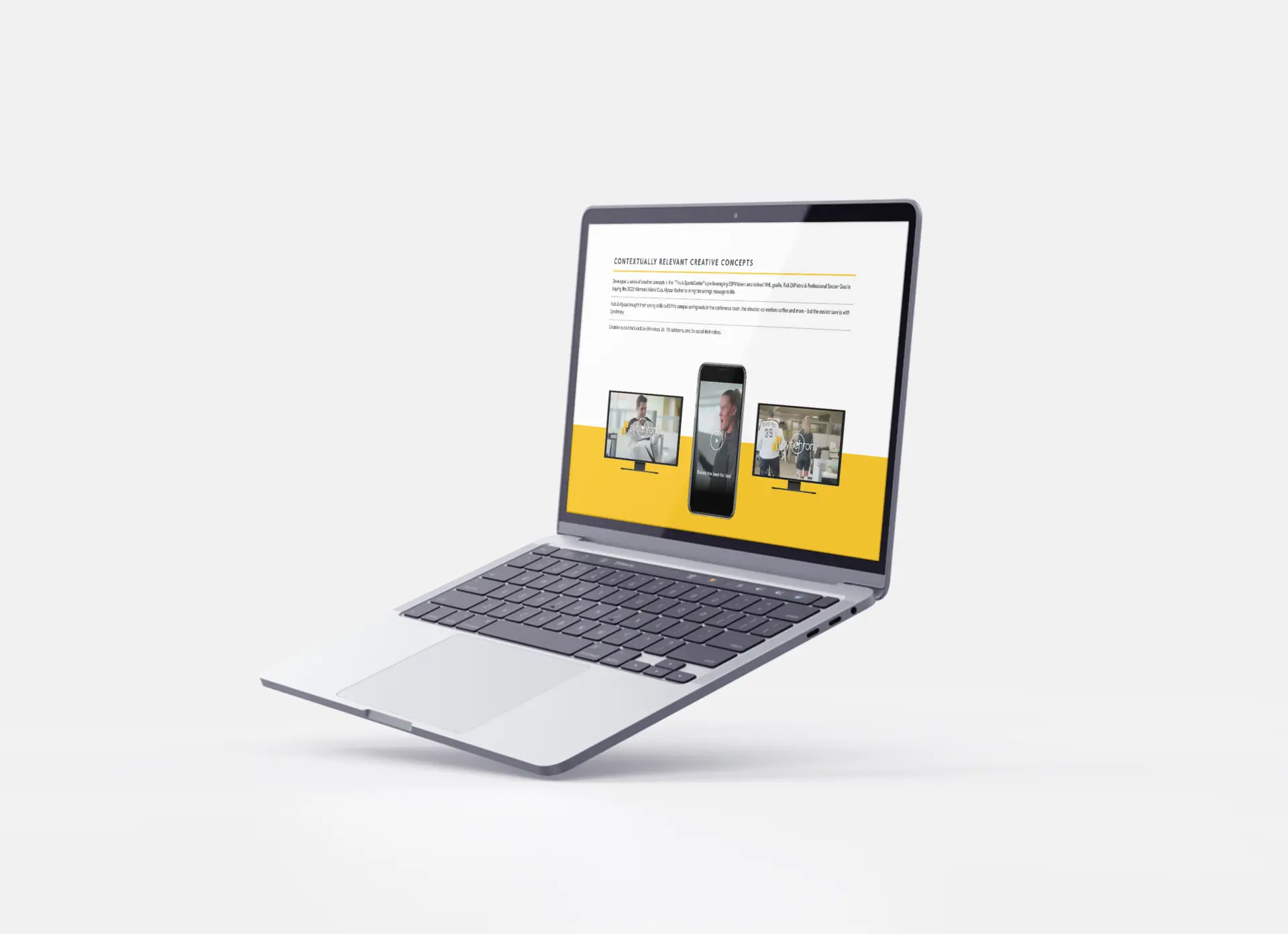 A laptop at an angle showcasing the design of the Synchrony Bank and ESPN Partnership website