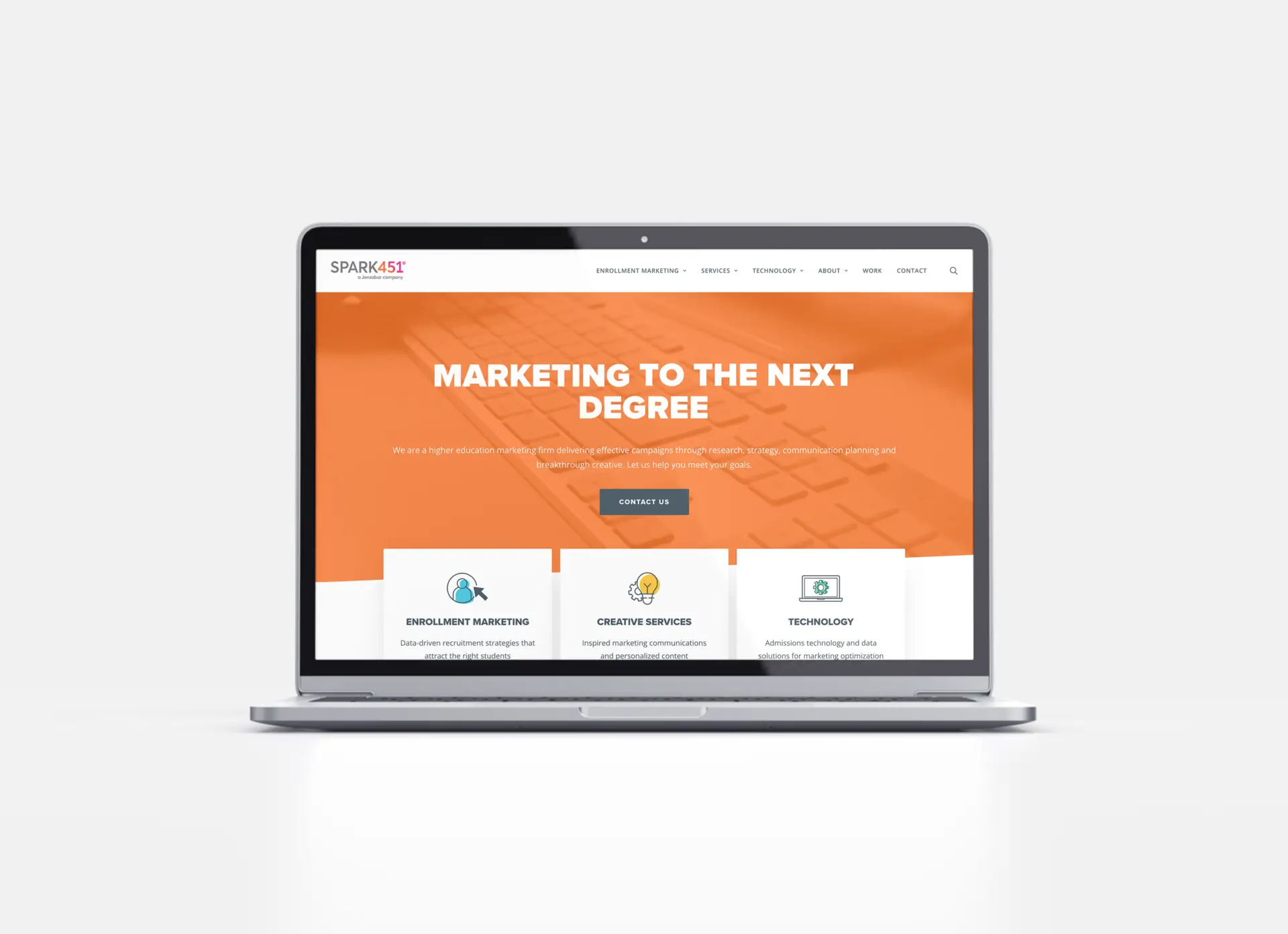 Homepage of the new Spark451 Website on a Laptop